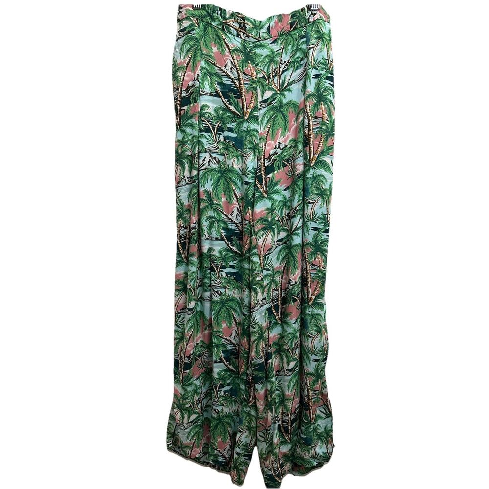 Monki Palm Tree's Hawaiian Wide Leg Women's Pants Viscose Size S